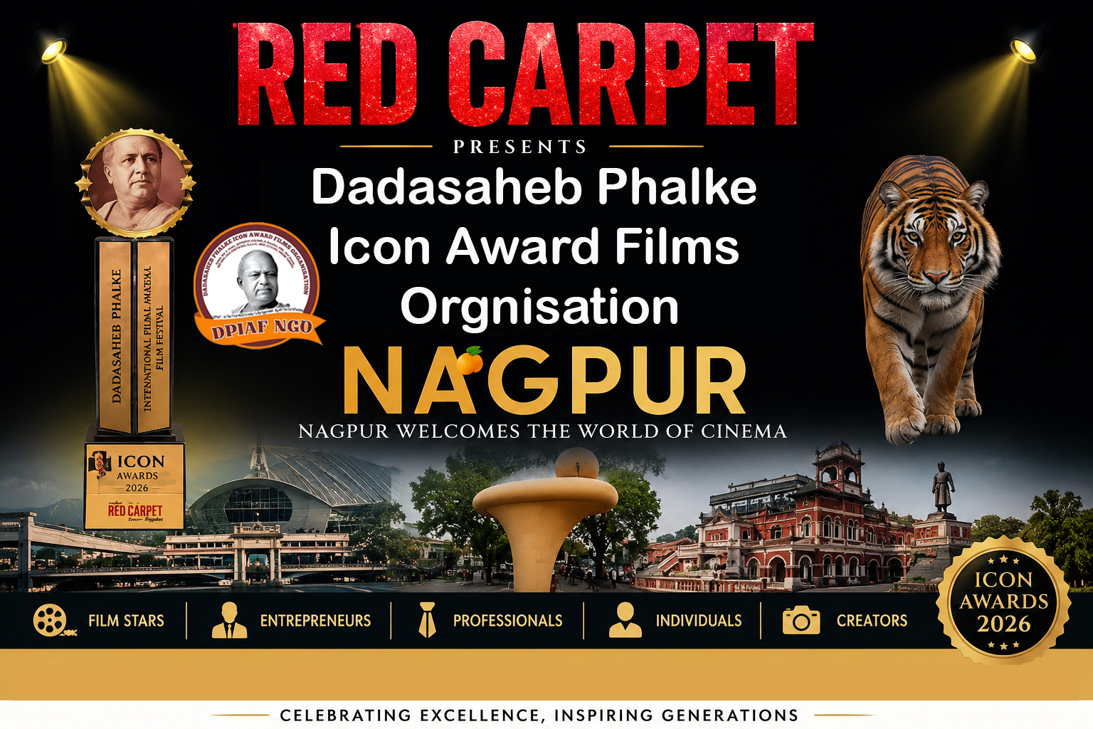 Red Carpet Magazine Announces Dadasaheb Phalke Icon Award Films Orgnisation 2026 in Nagpur